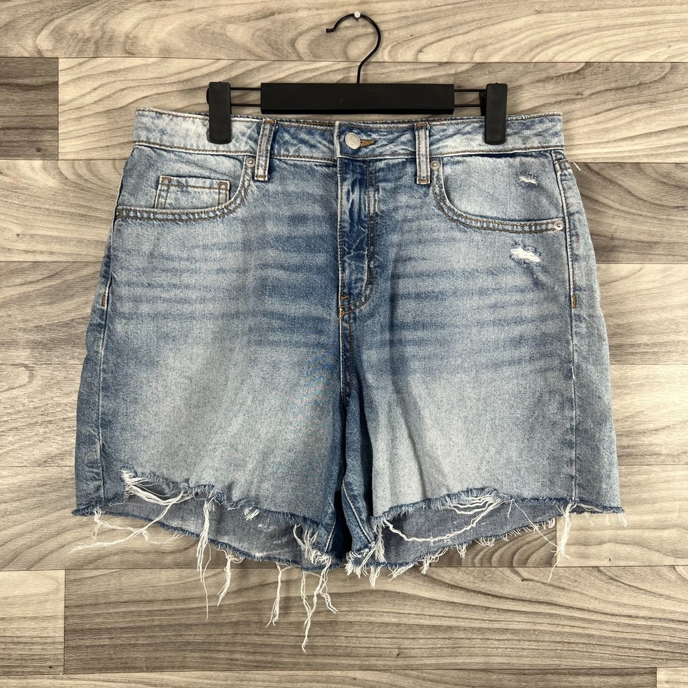 Wild‎ Fable Cut-Off Short Women's 8R Blue Denim Mid-Rise Distressed Light Wash